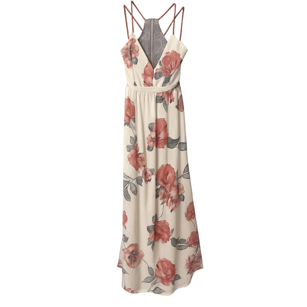 *Bundle**Windsor White and Pink Floral Maxi Dress with Crystal Bobby Pins 20